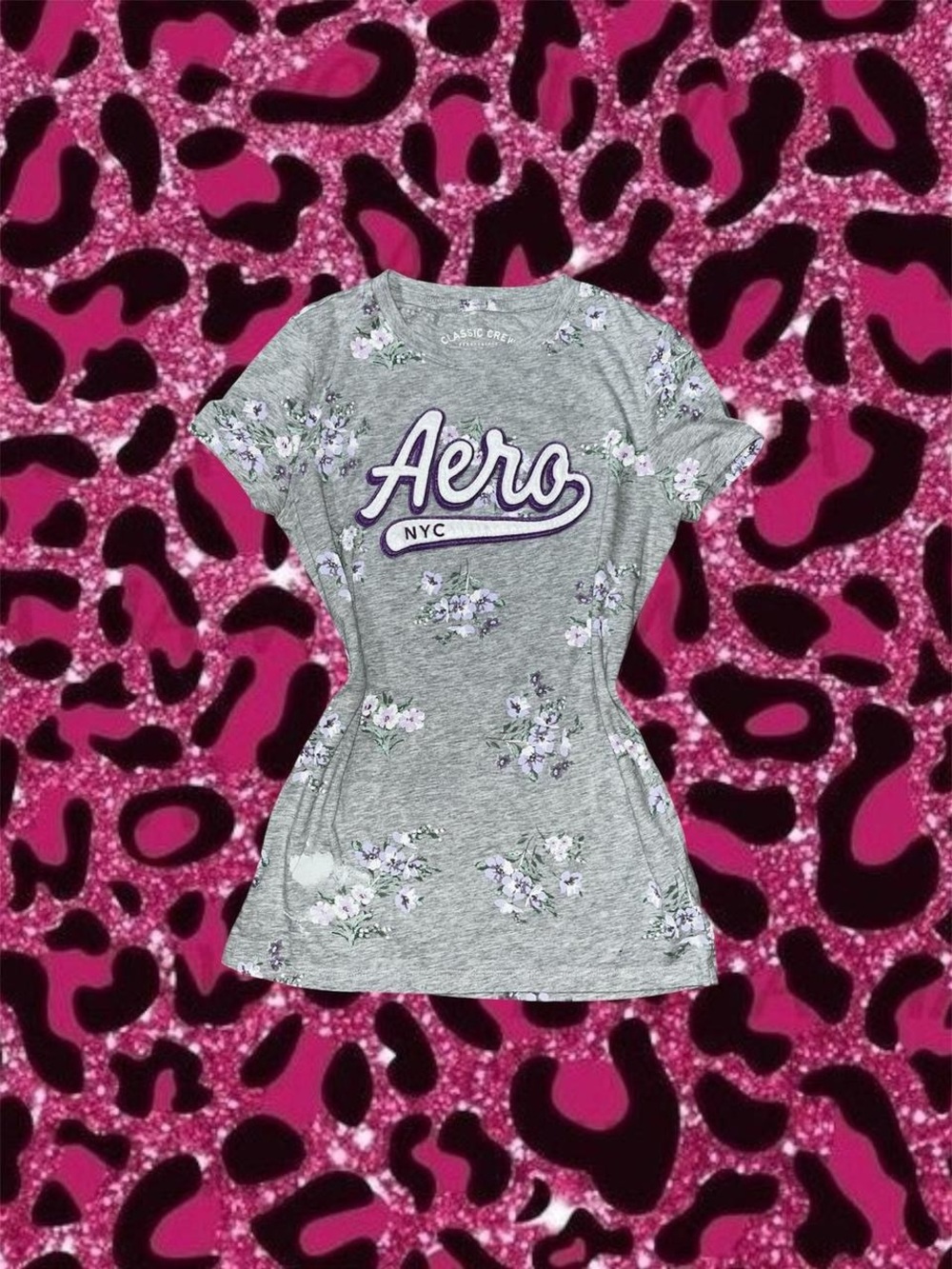 Aeropostale purple and grey floral tee
